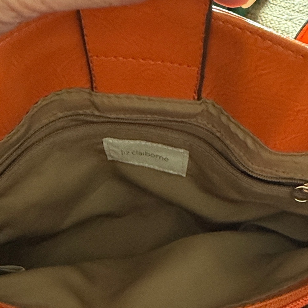 Liz Claiborne Orange Faux Leather Tote Bag - Picture 11 of 11
